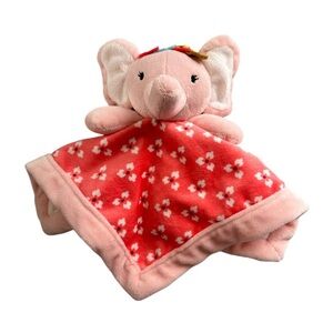 SO CUTE LEVTEX BABY GIRL'S ELEPHANT SECURITY BLANKET PLUSH PINK AND CORAL 11.5”